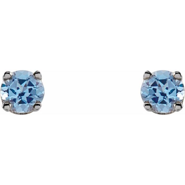 14K Natural Swiss Blue Topaz Youth Earrings