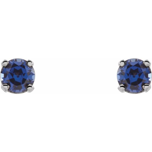 14K Lab-Grown Blue Sapphire Youth Earrings