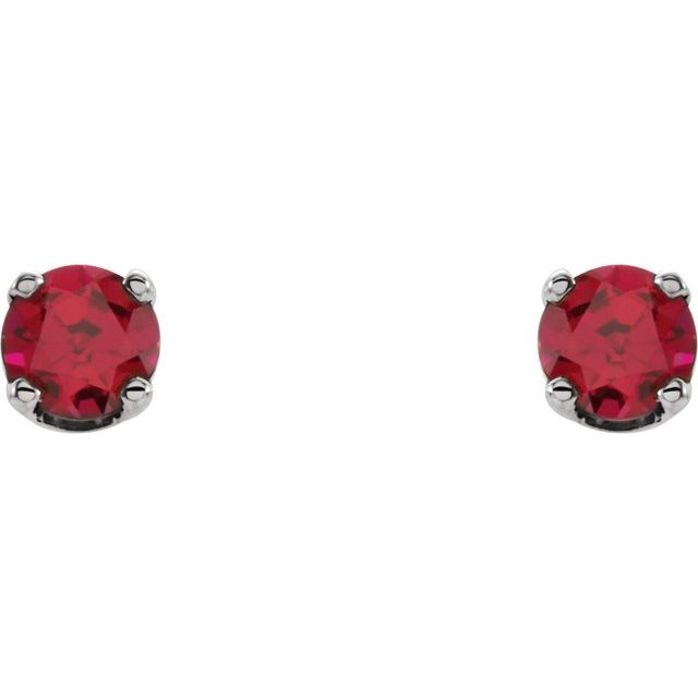 14K Lab-Grown Ruby Youth Earrings