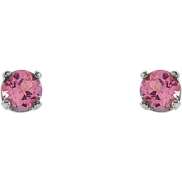 14K Natural Pink Tourmaline Youth Earrings