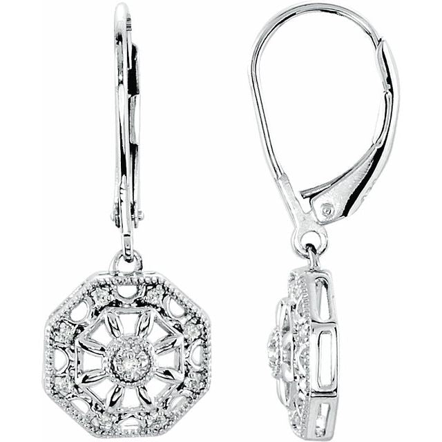 Sterling Silver .07 CTW Natural Diamond Filigree Earring