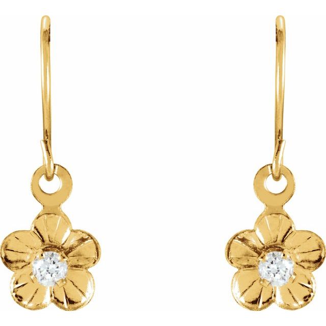 14K Imitation Cubic Zirconia Youth Daisy Earrings