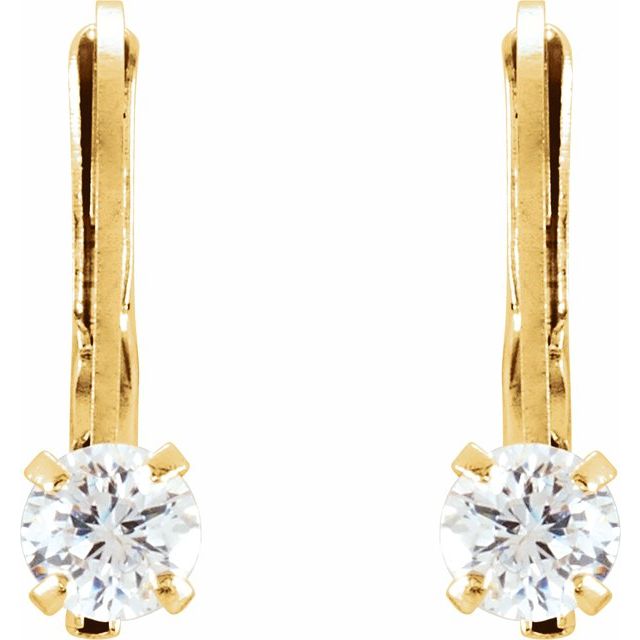 14K Imitation Cubic Zirconia Youth Earrings