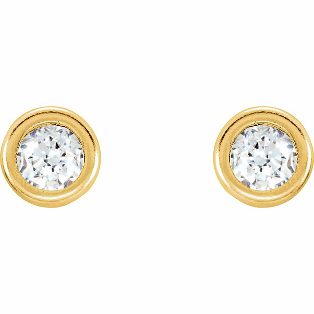14K Imitation Cubic Zirconia Youth Bezel Stud Earrings