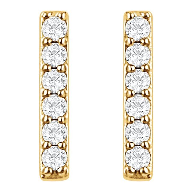 14K 1/10 CTW Lab-Grown Diamond Bar Earrings