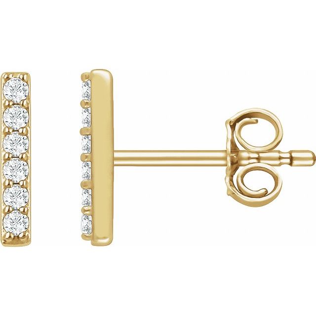 14K 1/10 CTW Lab-Grown Diamond Bar Earrings
