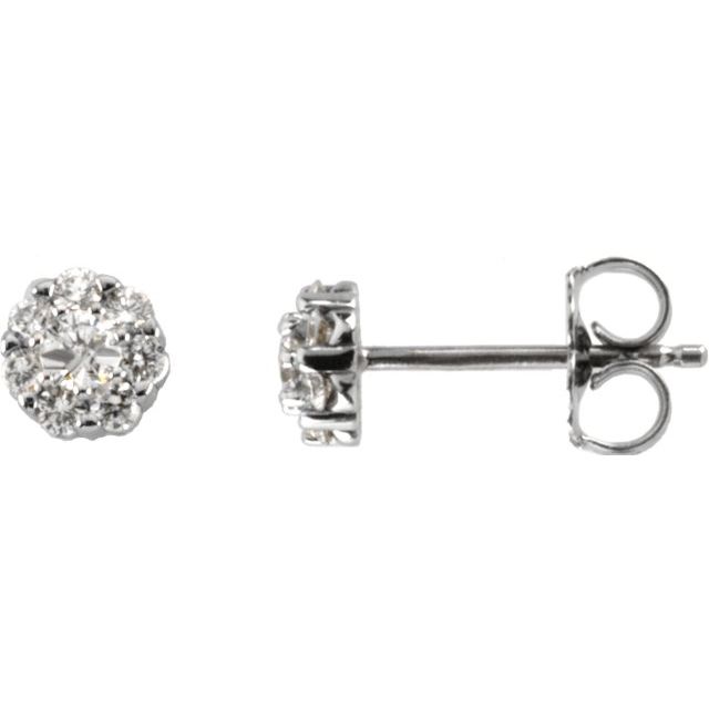 14K 3/8 CTW Natural Diamond Cluster Earrings