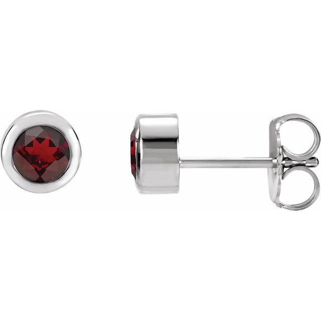 14K Natural Mozambique Garnet Bezel-Set Earrings