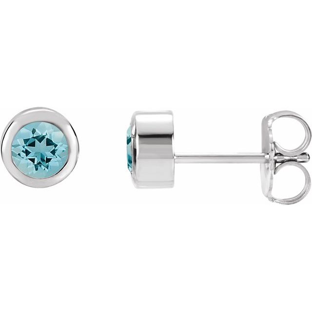 14K Natural Aquamarine Bezel-Set Earrings