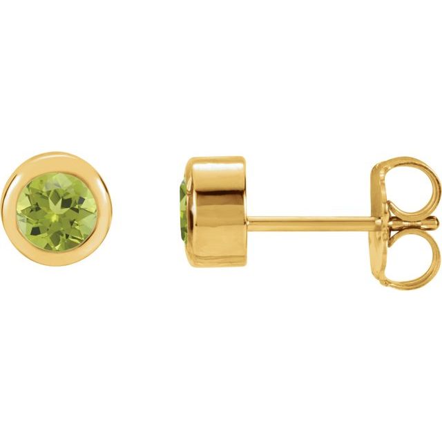 14K Natural Peridot Bezel-Set Earrings