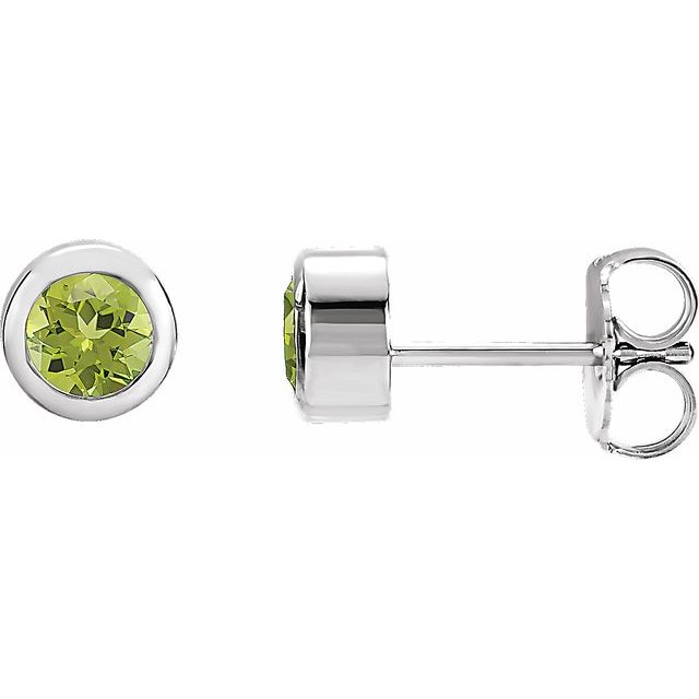 14K Natural Peridot Bezel-Set Earrings