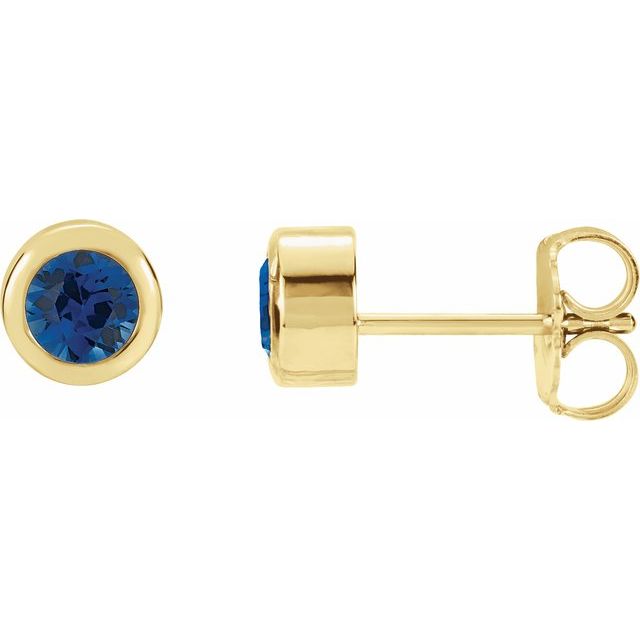 14K Lab-Grown Blue Sapphire Bezel-Set Earrings