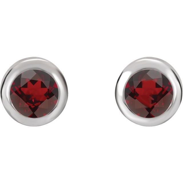 14K Natural Mozambique Garnet Bezel-Set Earrings