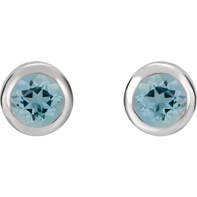 14K Natural Aquamarine Bezel-Set Earrings