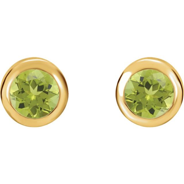 14K Natural Peridot Bezel-Set Earrings