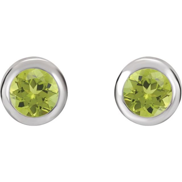 14K Natural Peridot Bezel-Set Earrings