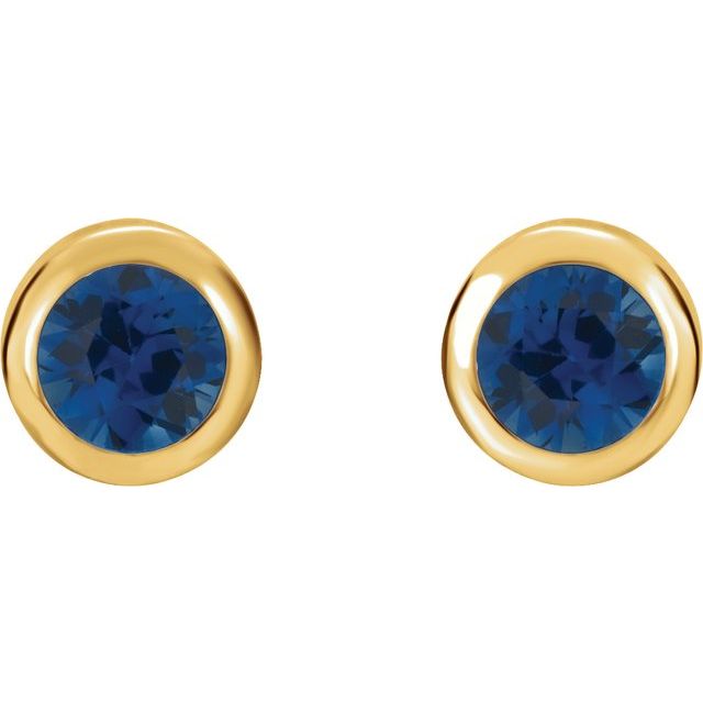 14K Lab-Grown Blue Sapphire Bezel-Set Earrings