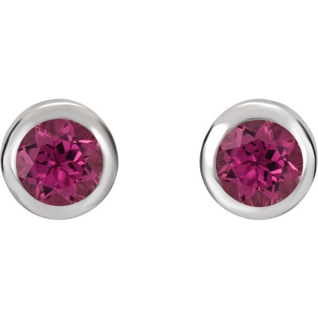 14K Natural Pink Tourmaline Bezel-Set Earrings