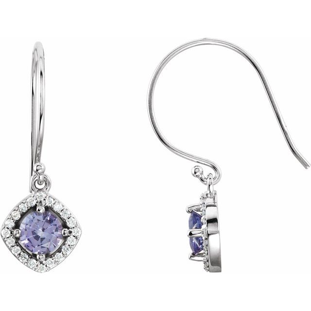 14K Natural Tanzanite & 1/5 CTW Natural Diamond Earrings