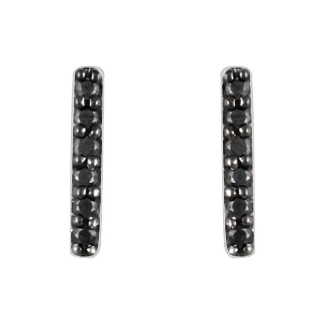 14K 1/10 CTW Natural Black Diamond Bar Earrings