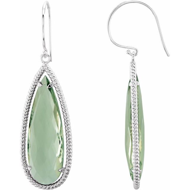Sterling Silver Natural Green Quartz Earrings
