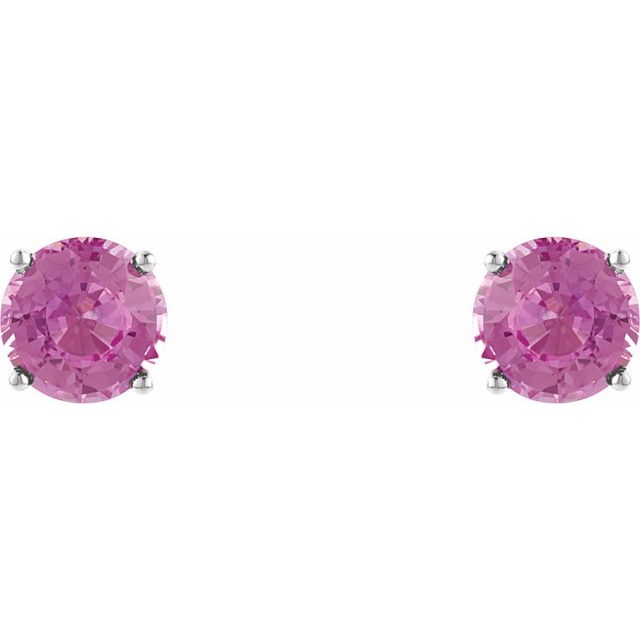 14K Natural Pink Tourmaline Stud Earrings