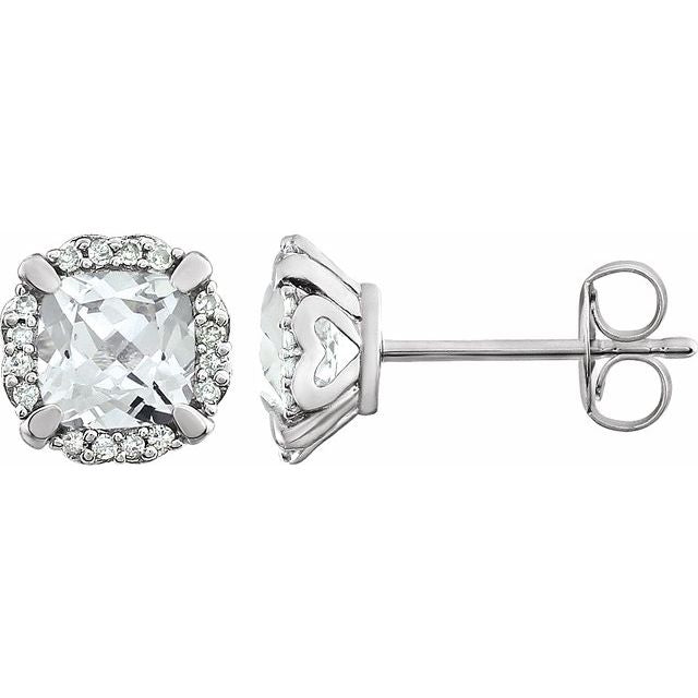 14K Lab-Grown Sapphire & 1/10 CTW Natural Diamond Earrings