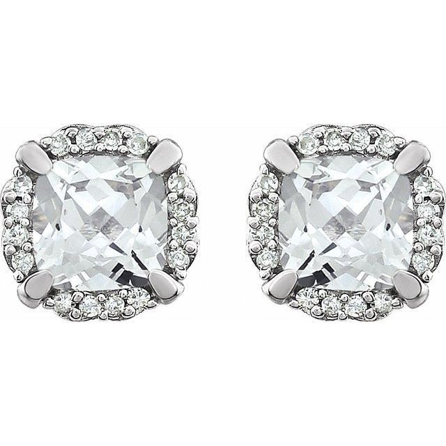 14K Lab-Grown Sapphire & 1/10 CTW Natural Diamond Earrings