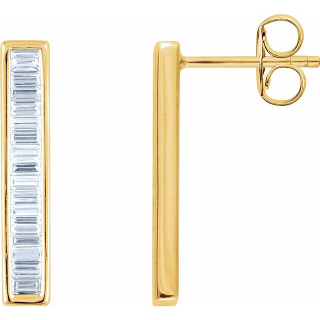 14K 1/2 CTW Natural Diamond Baguette Bar Earrings