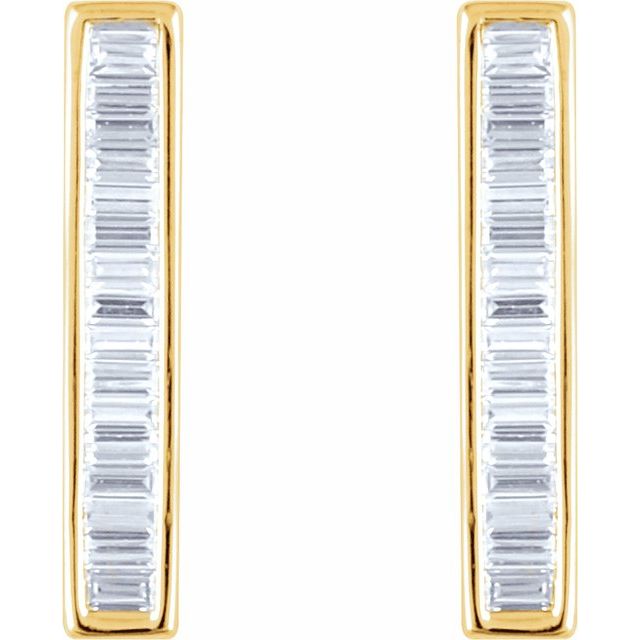 14K 1/2 CTW Natural Diamond Baguette Bar Earrings