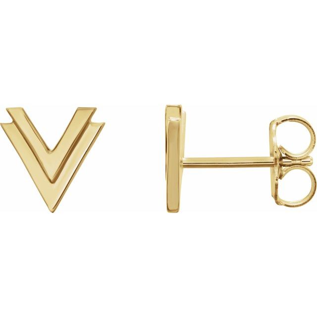 14K Double V Earrings