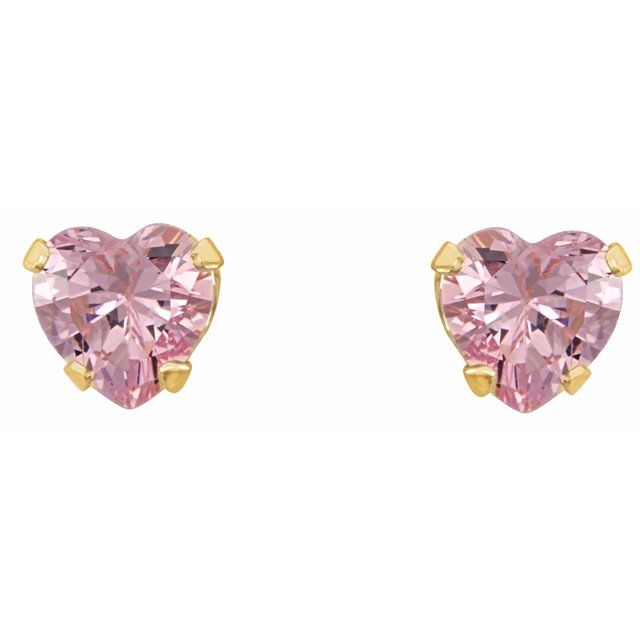 14K Imitation Pink Cubic Zirconia Youth Stud Earrings