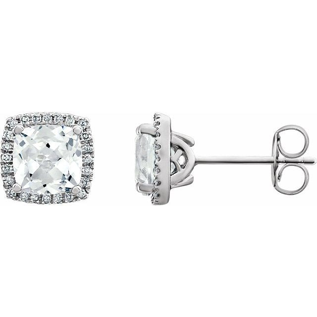 14K Lab-Grown Sapphire & 1/8 CTW Natural Diamond Earrings