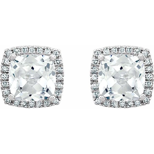 14K Lab-Grown Sapphire & 1/8 CTW Natural Diamond Earrings