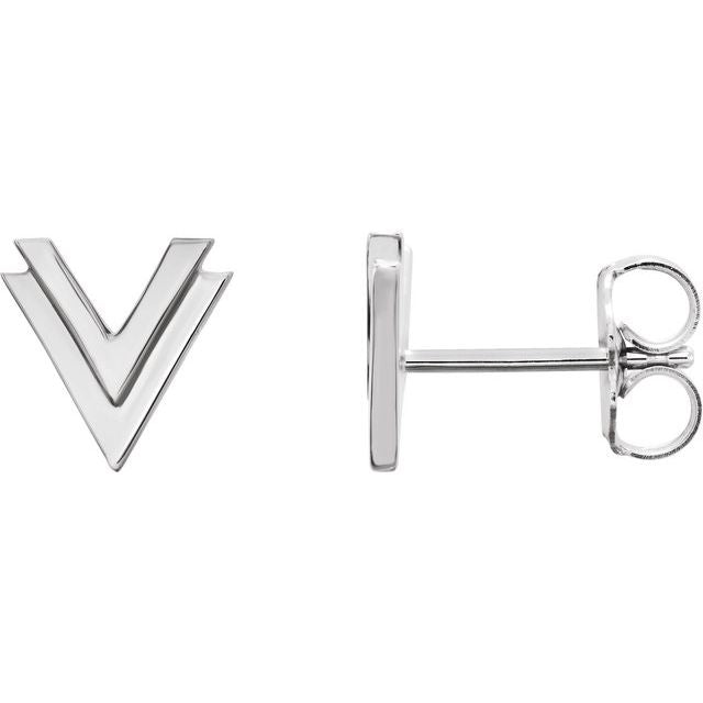 14K Double V Earrings