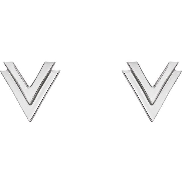 14K Double V Earrings