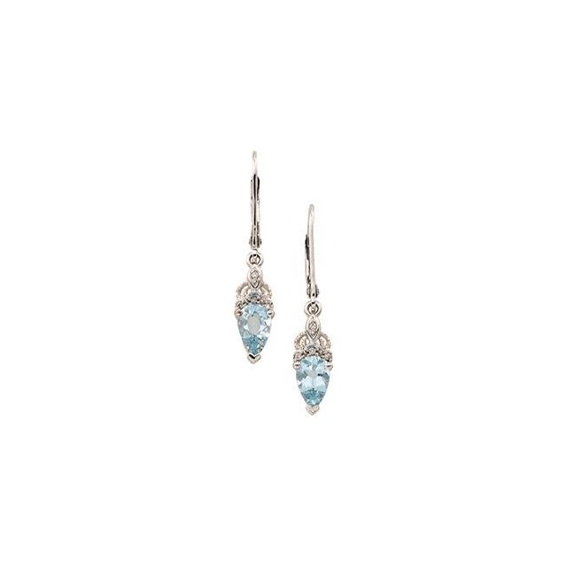 14K Natural Aquamarine & .04 CTW Natural Diamond Earrings