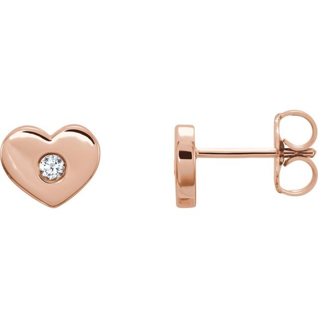 14K .06 CTW Natural Diamond Heart Earrings
