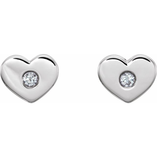 14K .06 CTW Natural Diamond Heart Earrings