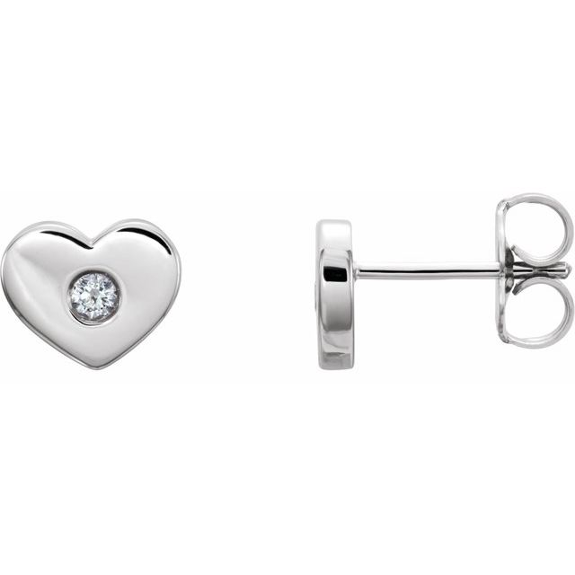 14K .06 CTW Natural Diamond Heart Earrings