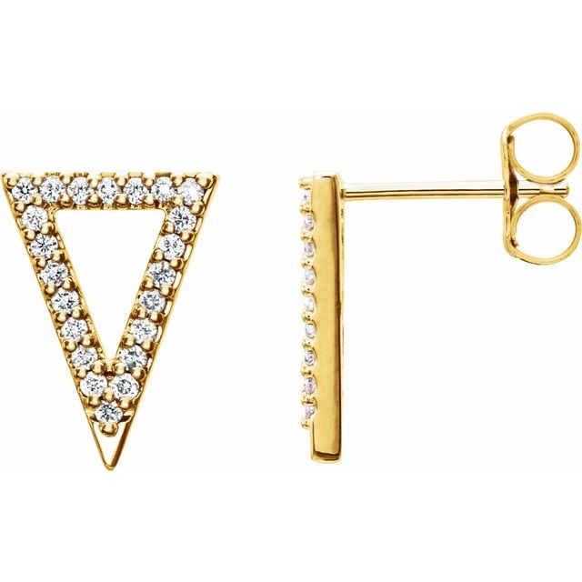 14K 1/5 CTW Natural Diamond Triangle Earrings