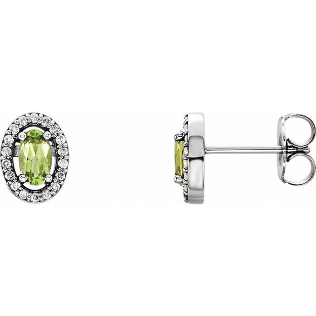 14K Natural Peridot & .08 CTW Natural Diamond Earrings
