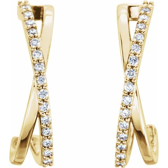 14K 1/6 CTW Natural Diamond Criss-Cross J-Hoop Earrings