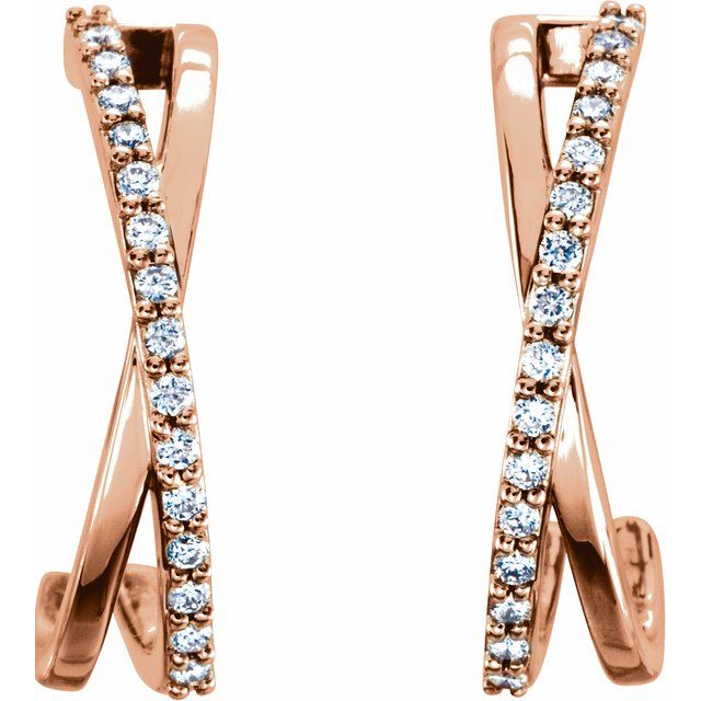 14K 1/6 CTW Natural Diamond Criss-Cross J-Hoop Earrings