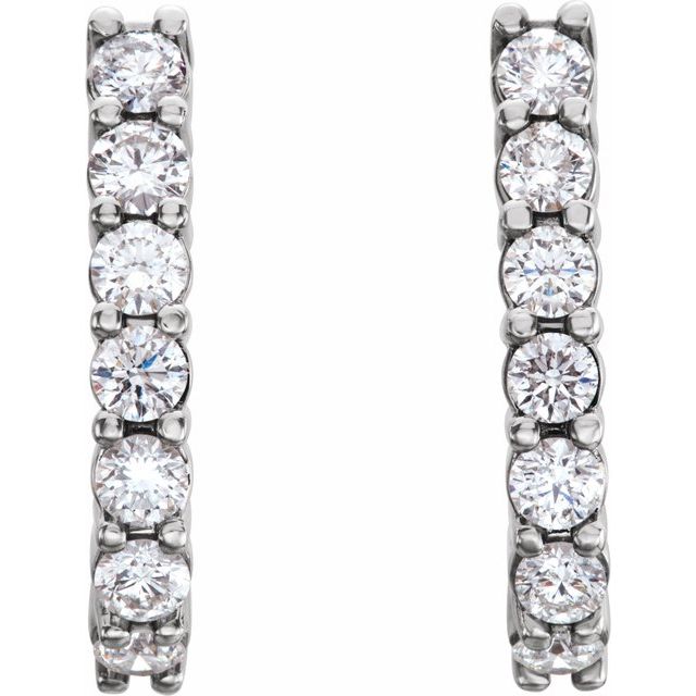 14K 1 1/4 CTW Lab-Grown Diamond J-Hoop Earrings
