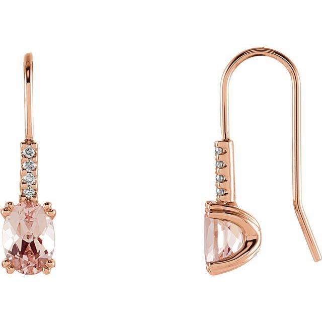 14K Natural Pink Morganite & .05 CTW Natural Diamond Earrings