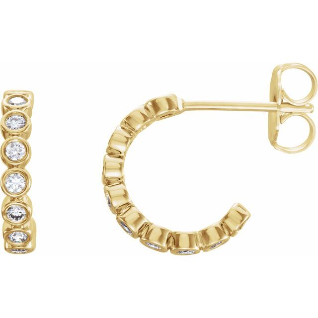 14K 1/4 CTW Natural Diamond Hoop Earrings