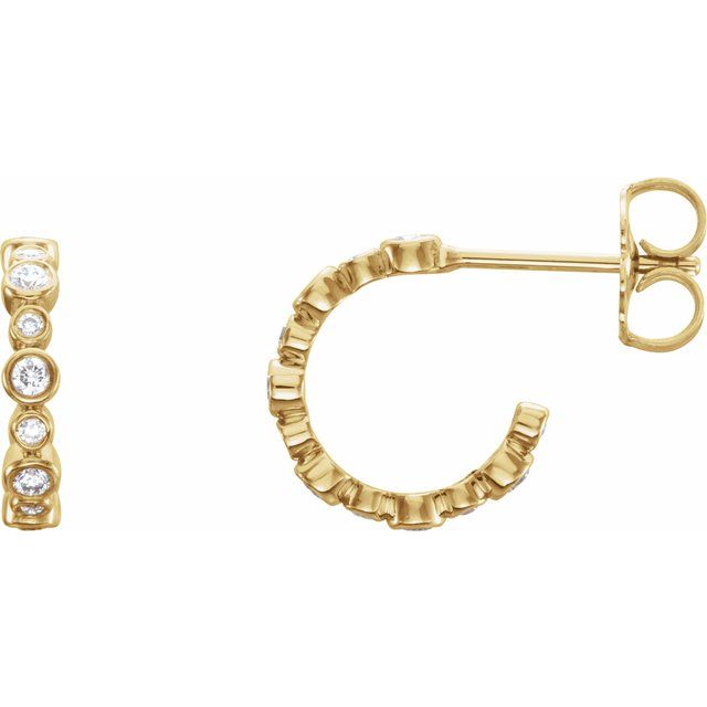 14K 1/4 CTW Natural Diamond Hoop Earrings