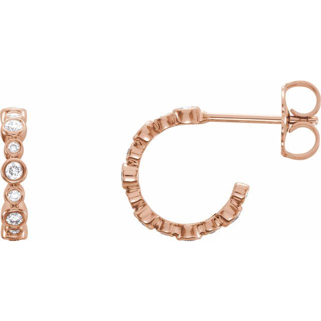 14K 1/4 CTW Natural Diamond Hoop Earrings