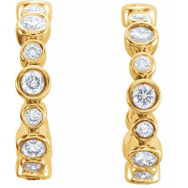 14K 1/4 CTW Natural Diamond Hoop Earrings